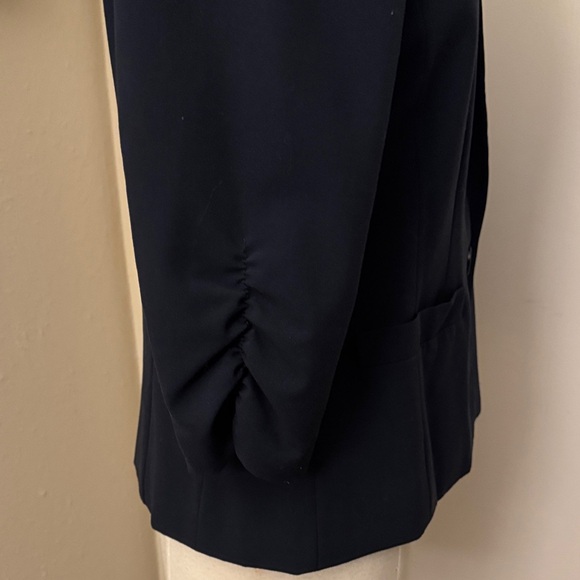 Navy Blazer with Ruched Sleeves - Picture 3 of 5